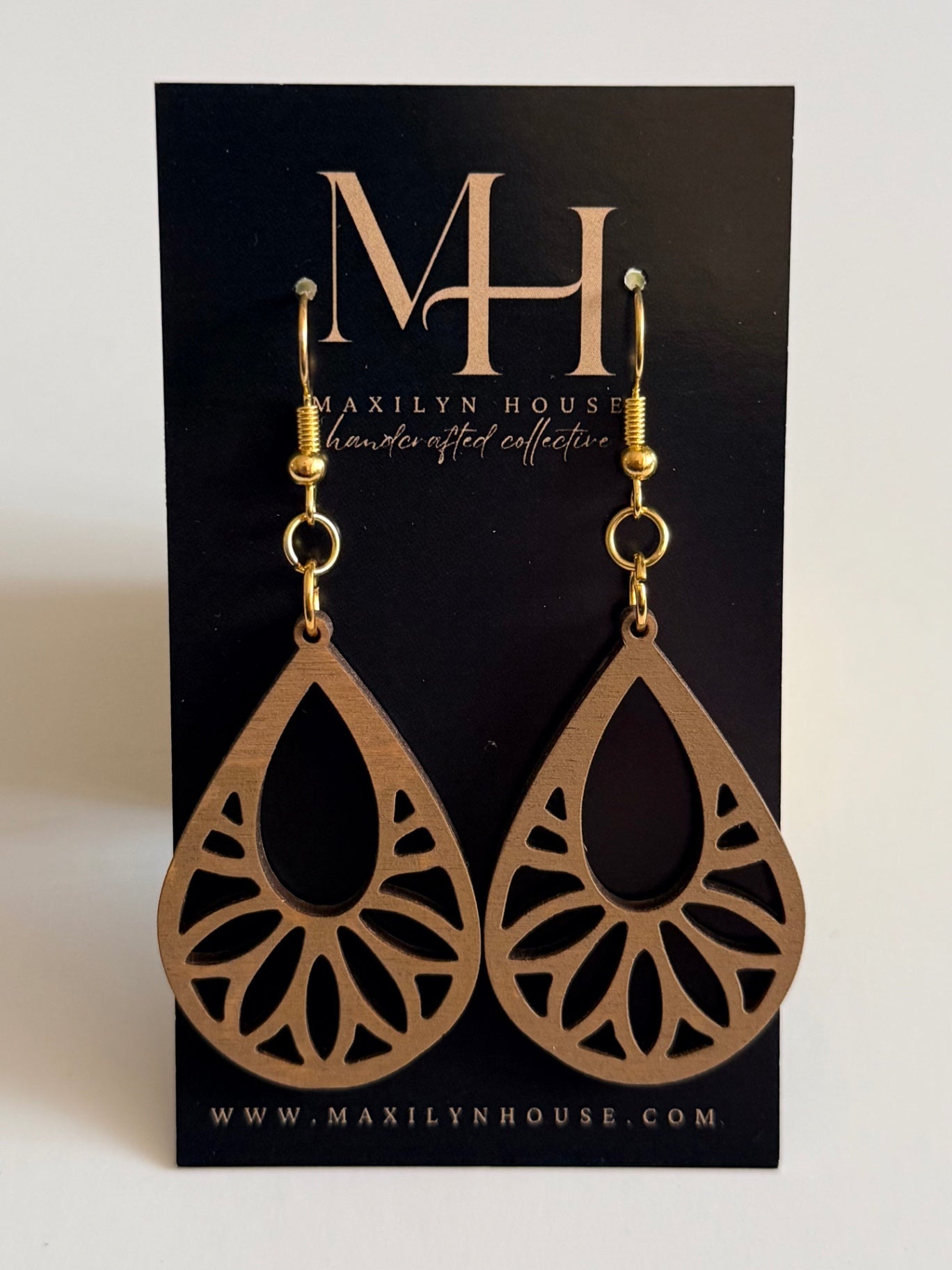 Boho Brown Wooden Dangle Earrings