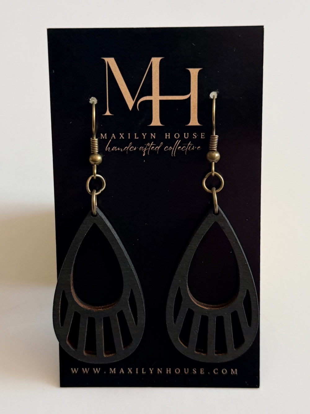 Boho Black Wooden Dangle Earrings