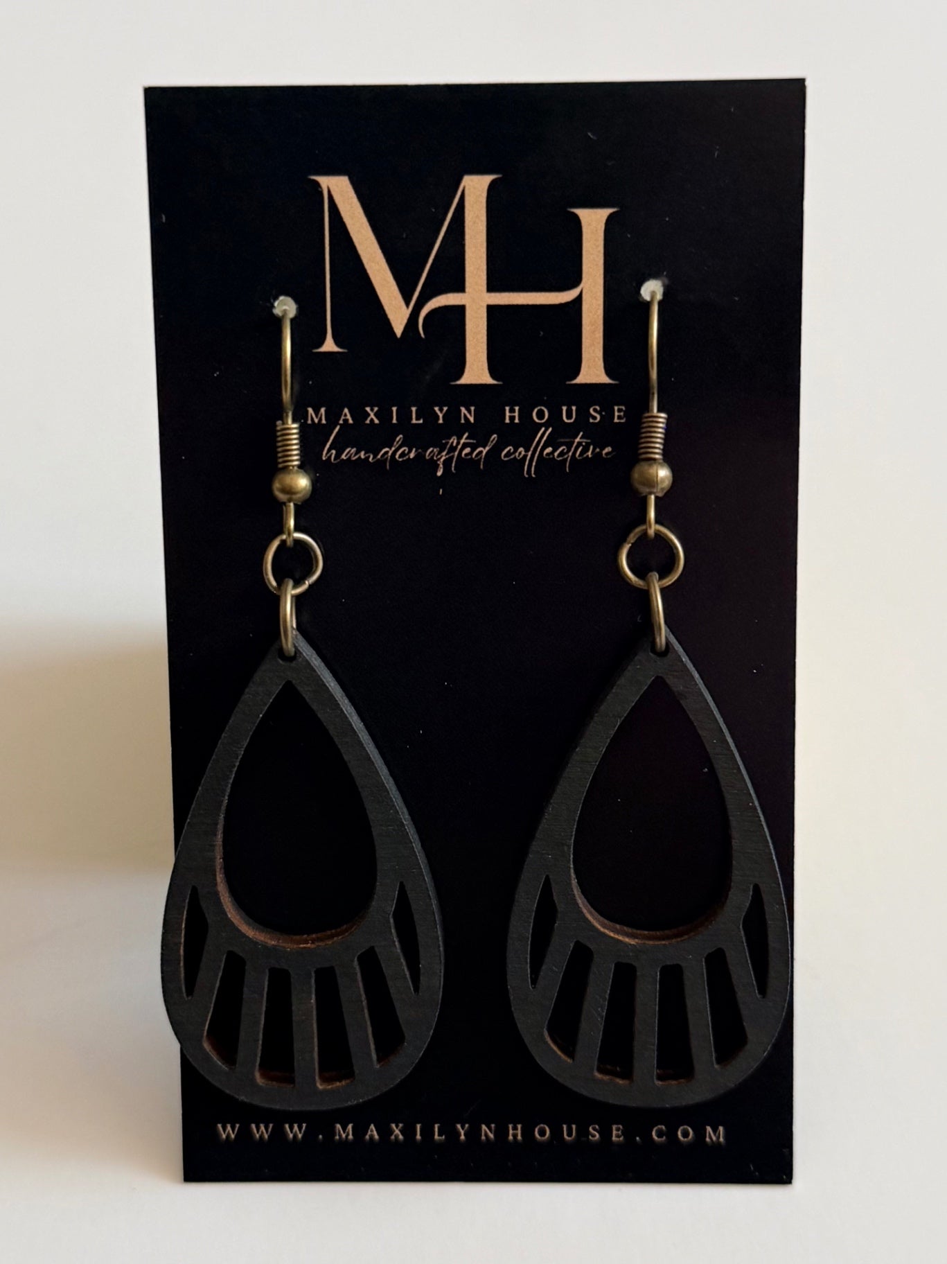 Boho Black Wooden Dangle Earrings
