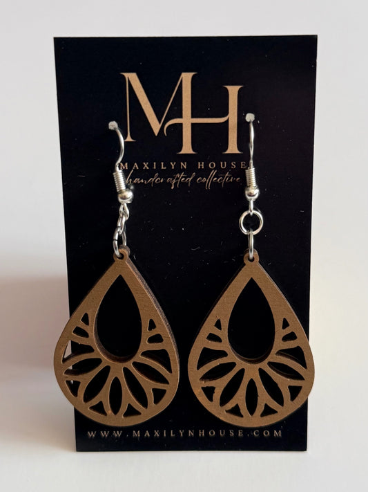 Boho Brown Wooden Dangle Earrings