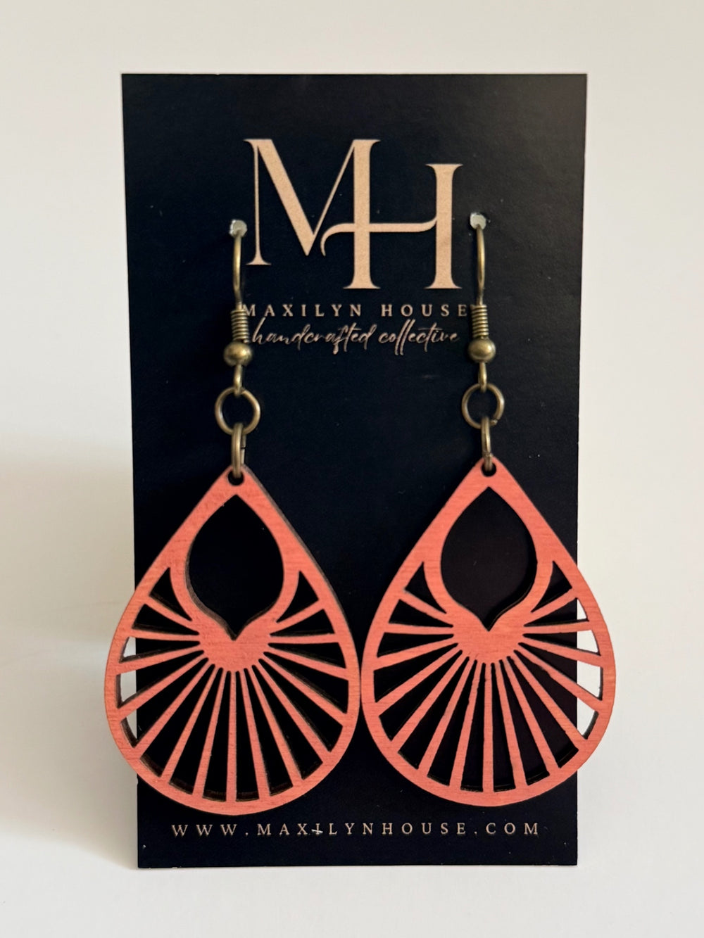 Boho Pink Wooden Dangle Earrings