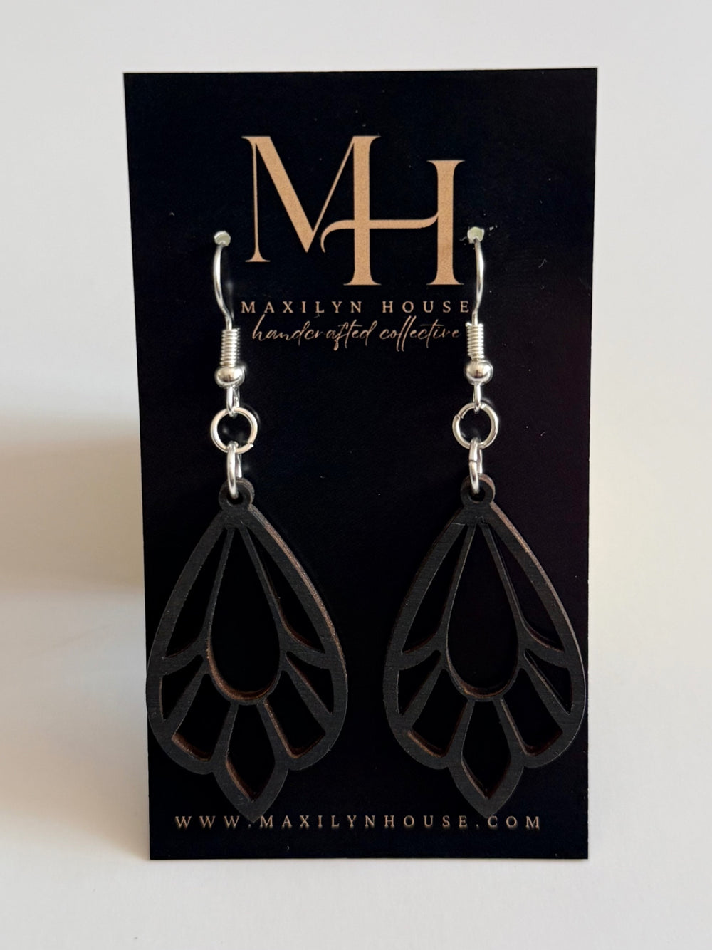Boho Black Wooden Dangle Earrings