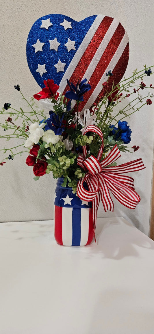054 - Patriotic Floral Heart Centerpiece