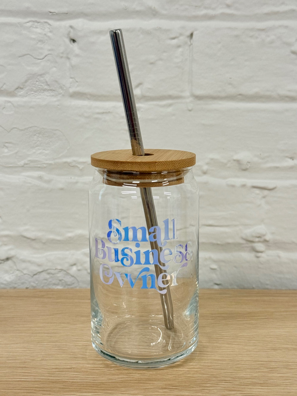 059 - Small Business Owner  16oz Glass Can Cup with Straw
