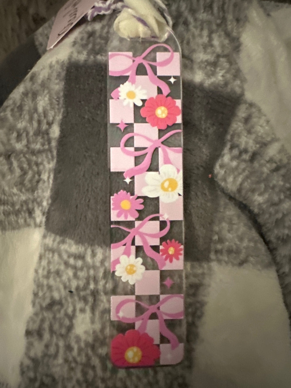 059 - Checkered Acrylic Bookmark w/ Tassel