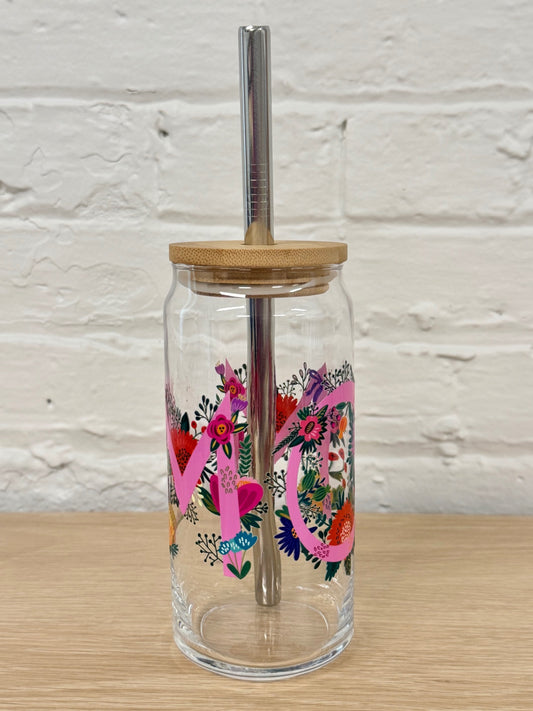 059 - Mom 20oz Glass Can Cup with Straw