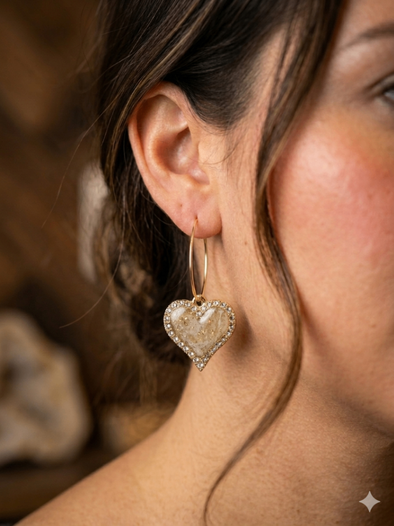 025 - Heart Shaped Jupiter Sky Stud Earrings