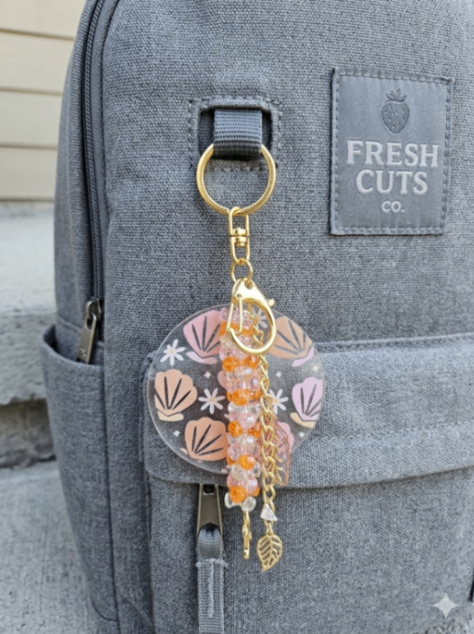 025 - Pink Seashell Bag Charm Keychain
