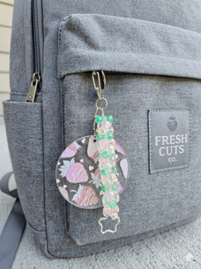 025 - Pink Strawberry Bag Charm Keychain