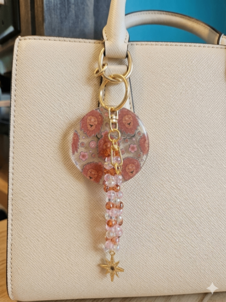 025 - Pink Lion Bag Charm Keychain