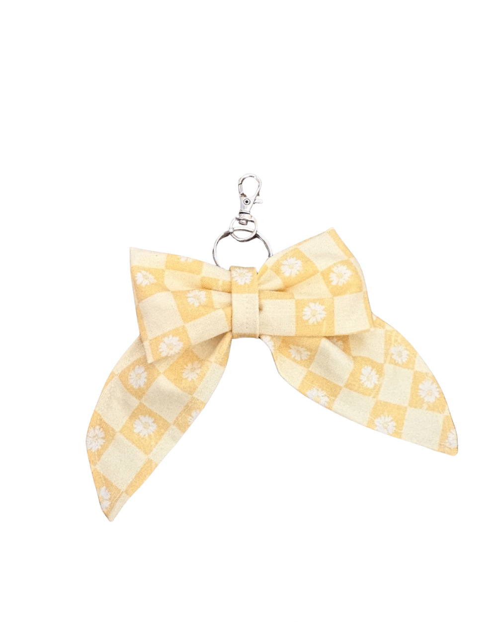 063 - Yellow Checkered Bow Keychain