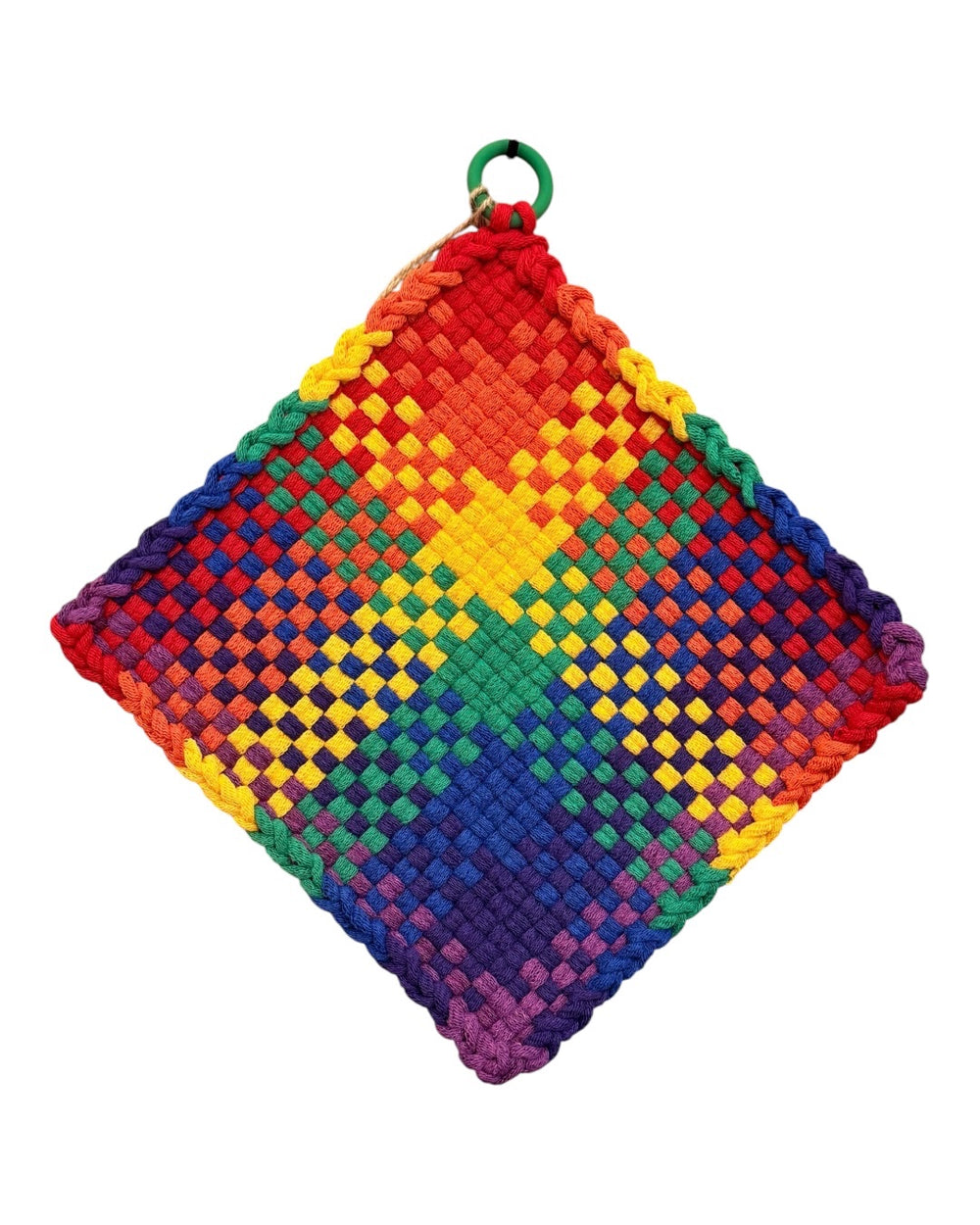 051 - Pride Rainbow Loom Woven Potholder