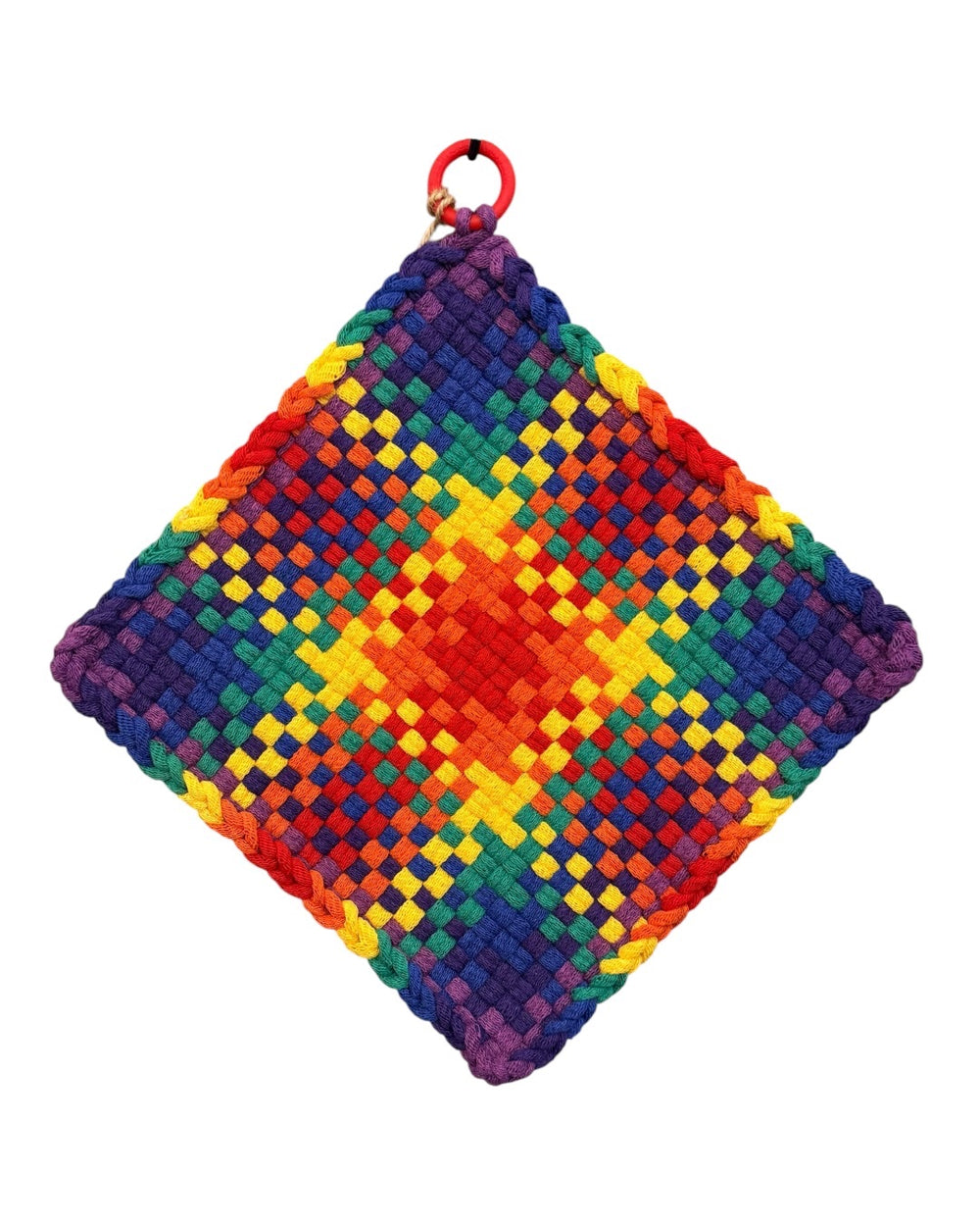 051 - Love in Every Color Pride Loom Woven Potholder