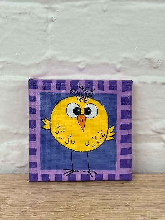 060 - Little Yellow Whimsy Bird Mini Canvas