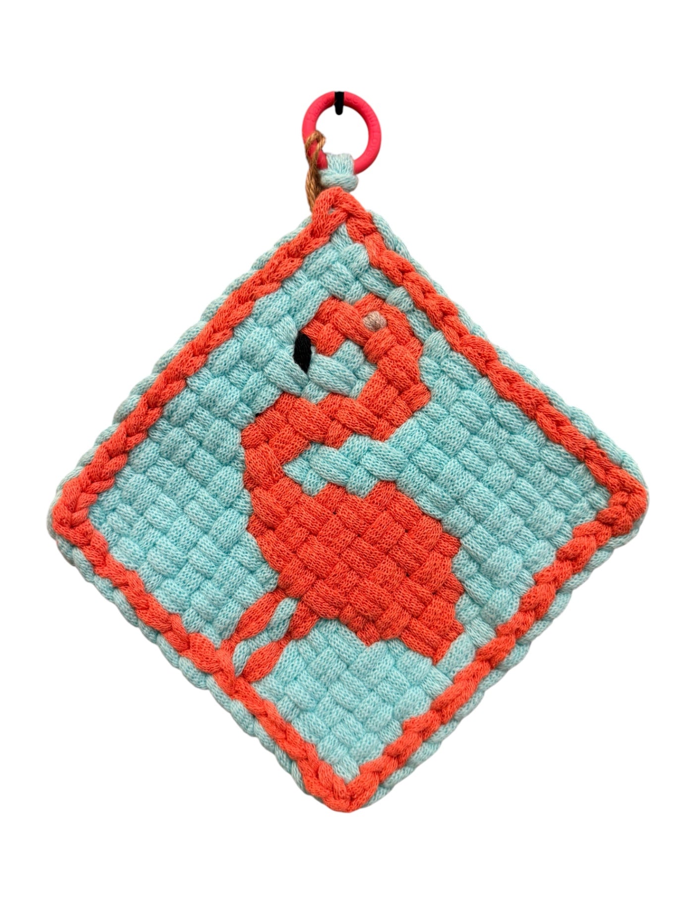 051 - Beachside Flamingo Loom Woven Potholder