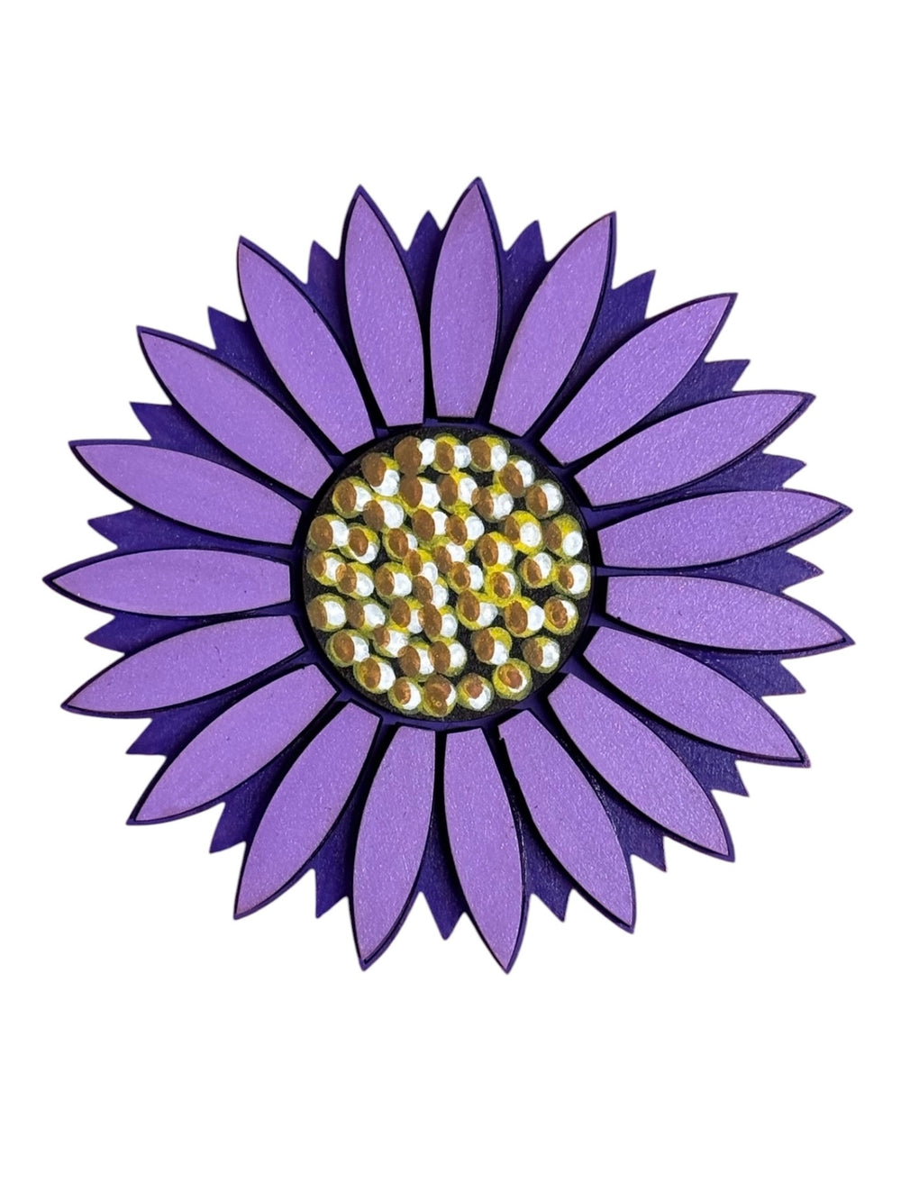 060 - Hand-painted Layered Sunflower Magnet | Purple