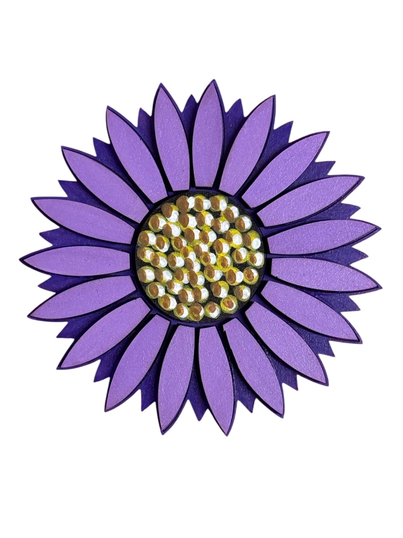 060 - Hand-painted Layered Sunflower Magnet | Purple