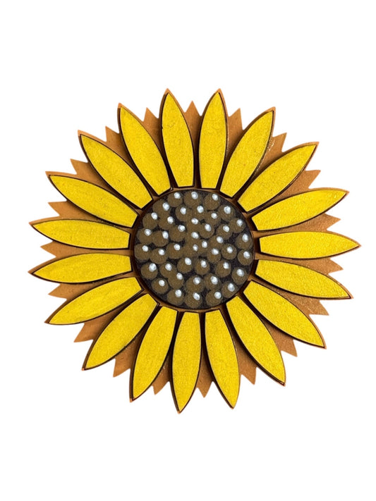 060 - Hand-painted Layered Sunflower Magnet | Yellow