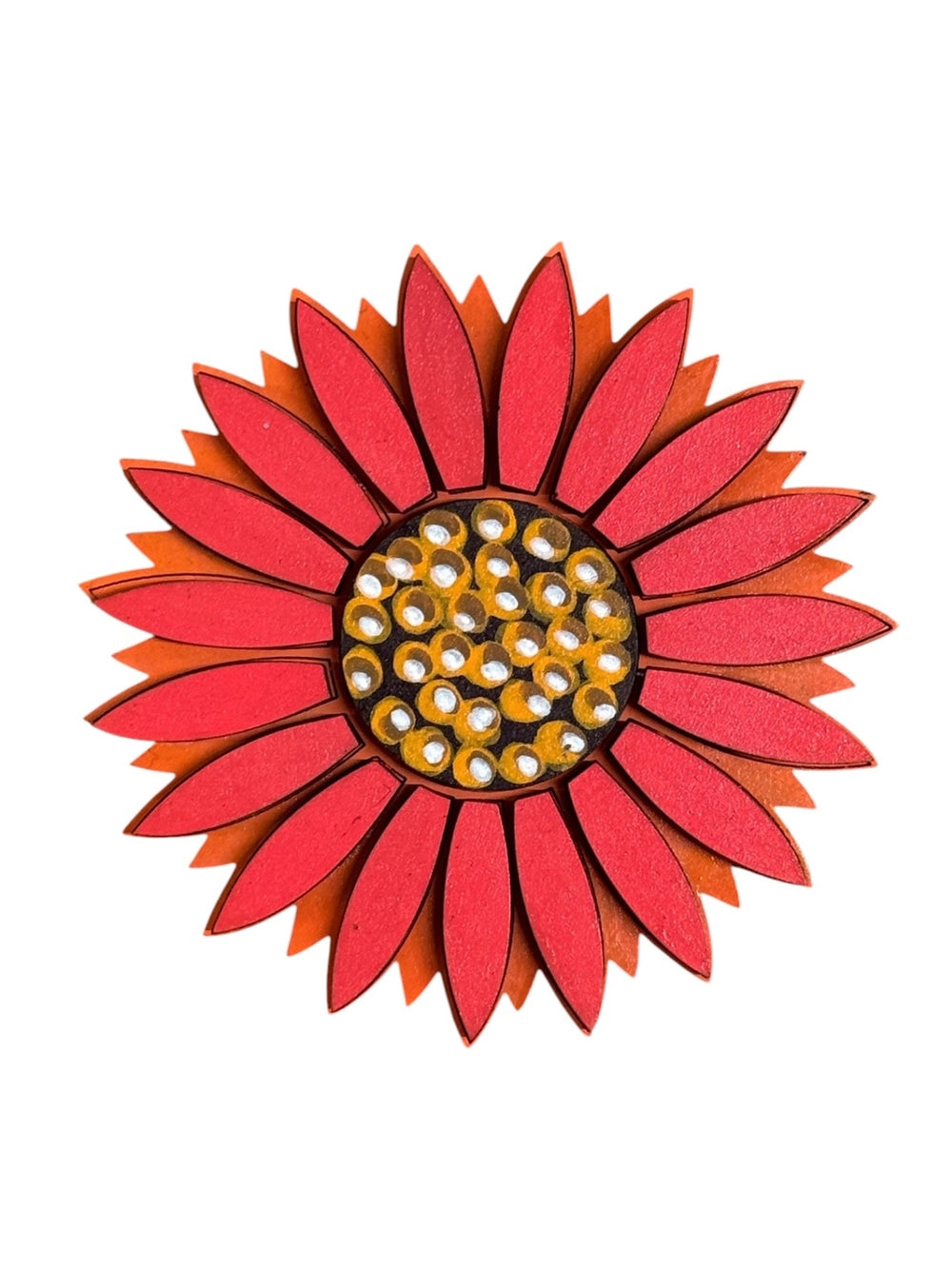 060 - Hand-painted Layered Sunflower Magnet | Red