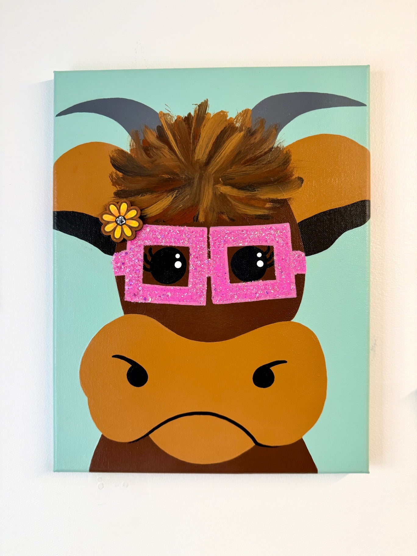  060 - Hildi the Highland Cow | Hand-painted Canvas Wall Art