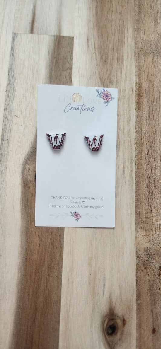 011 - Acrylic Highland Cow Stud Earrings
