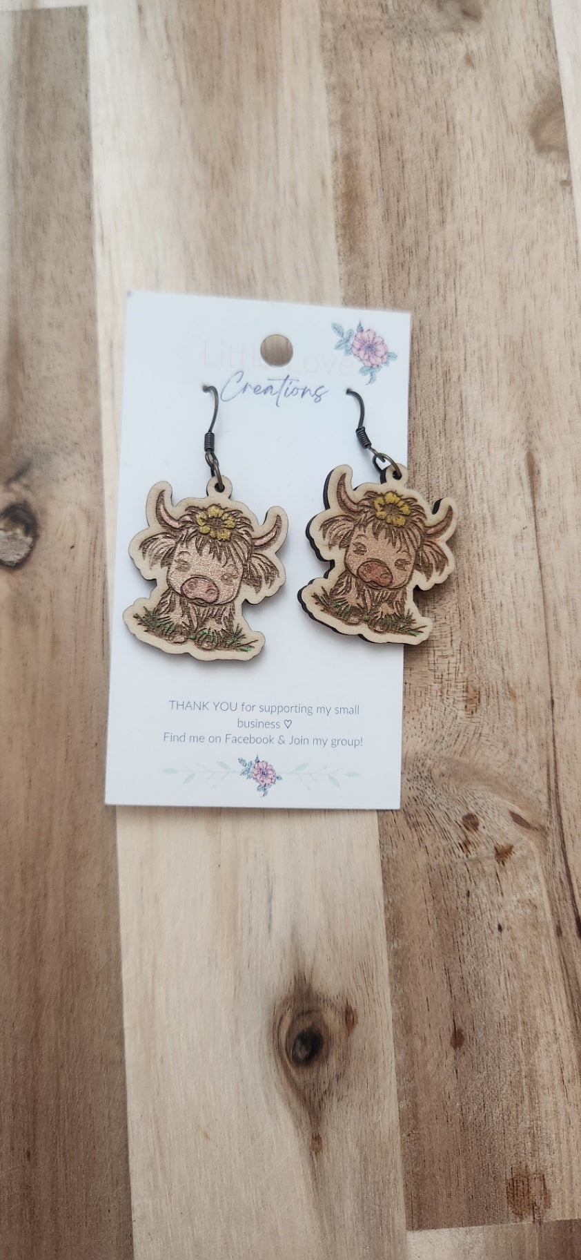 011 - Highland Cow Wooden Dangle Earrings