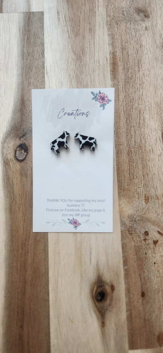 011 - Acrylic Cow Shape Stud Earrings
