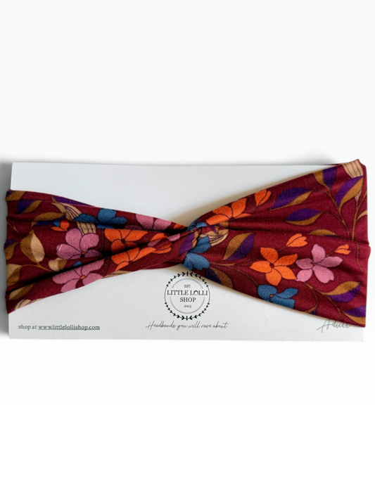 035 - Burgundy Floral Headband