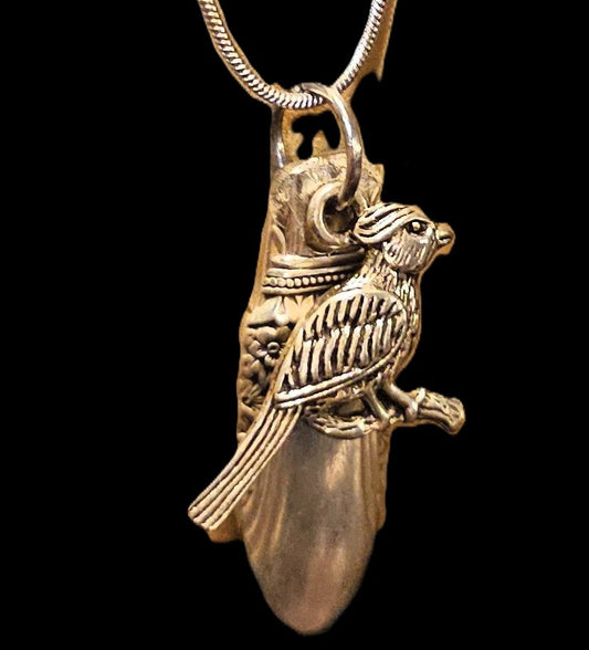 070 - Spoon Necklace with Sterling Cardinal Charm