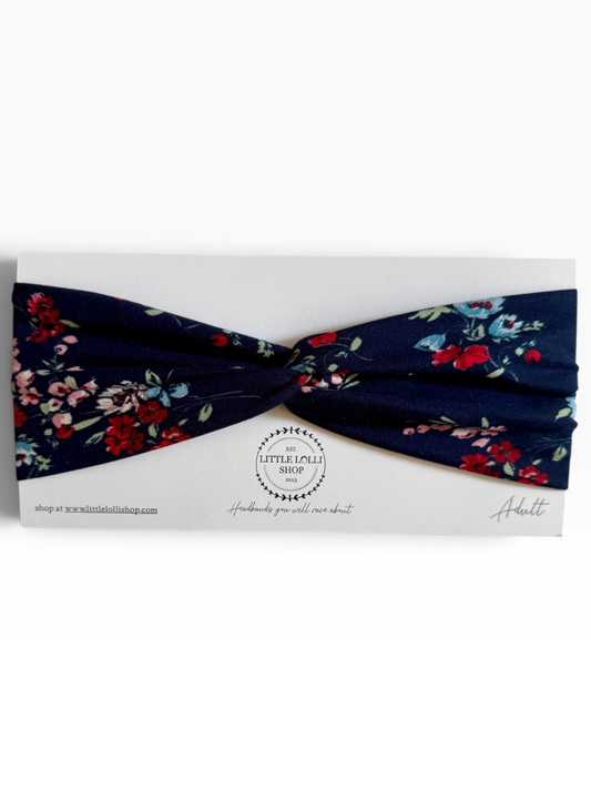 035 - Navy Blue Floral Headband