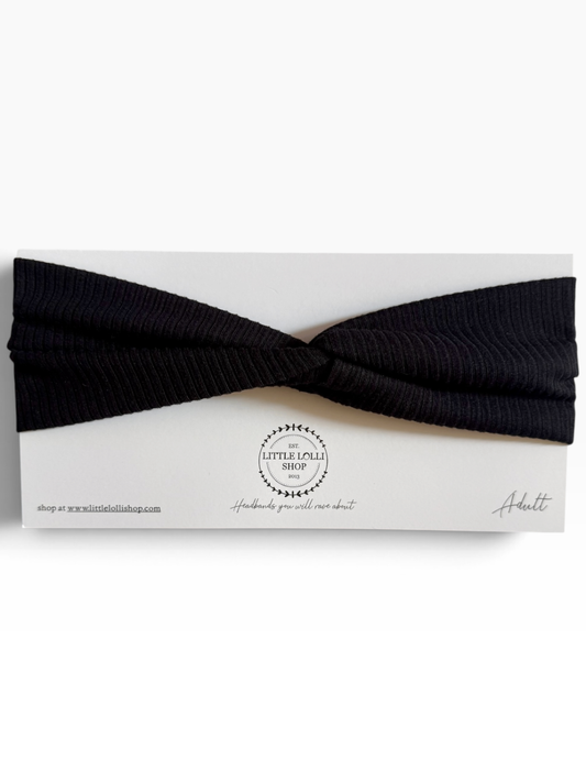 035 - Black Ribbed Headband