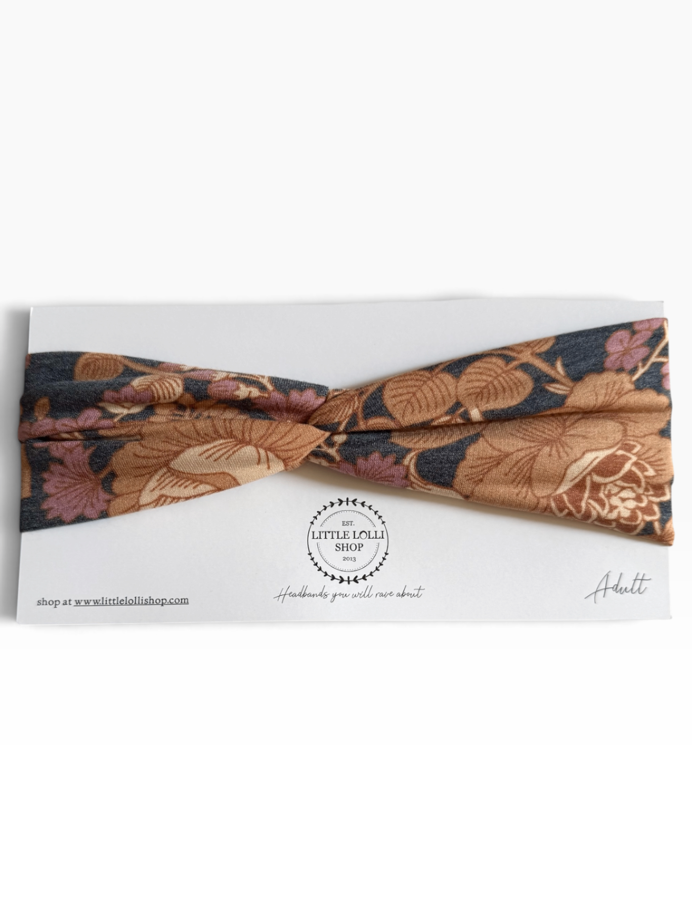 035 - Dark Gray Floral Headband