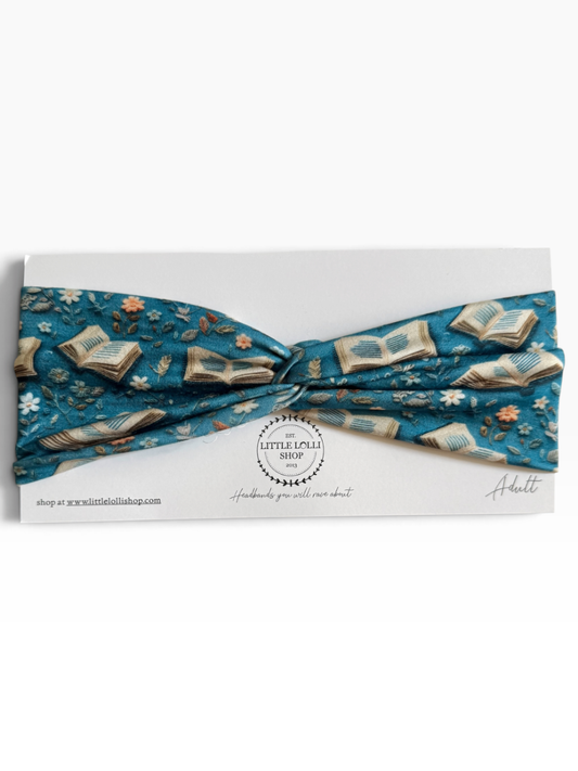 035 - Blue Floral Reading Headband 