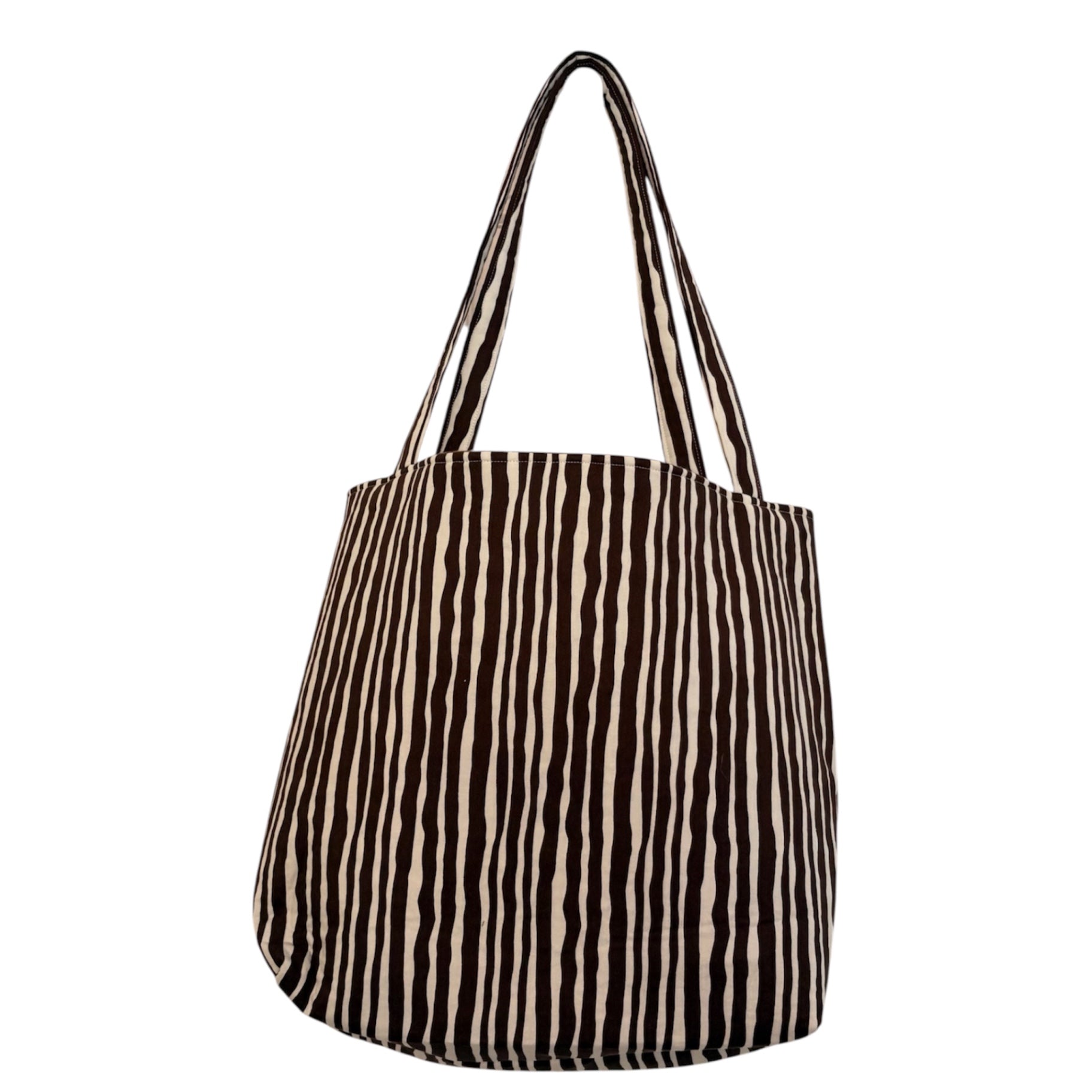 063 - Brown and White Striped Tote Bag