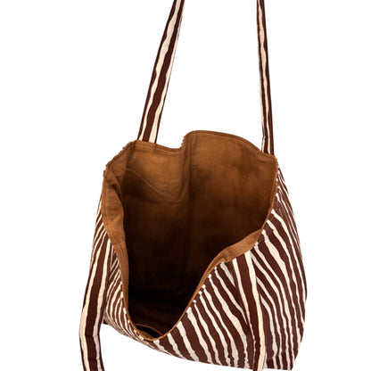 063 - Brown and White Striped Tote Bag