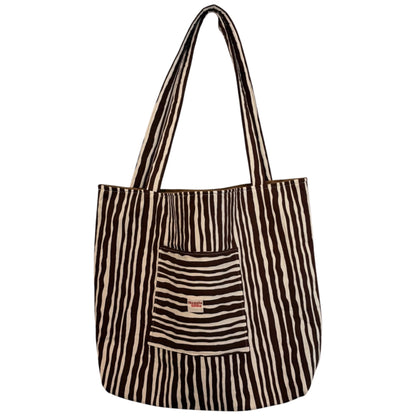 063 - Brown and White Striped Tote Bag
