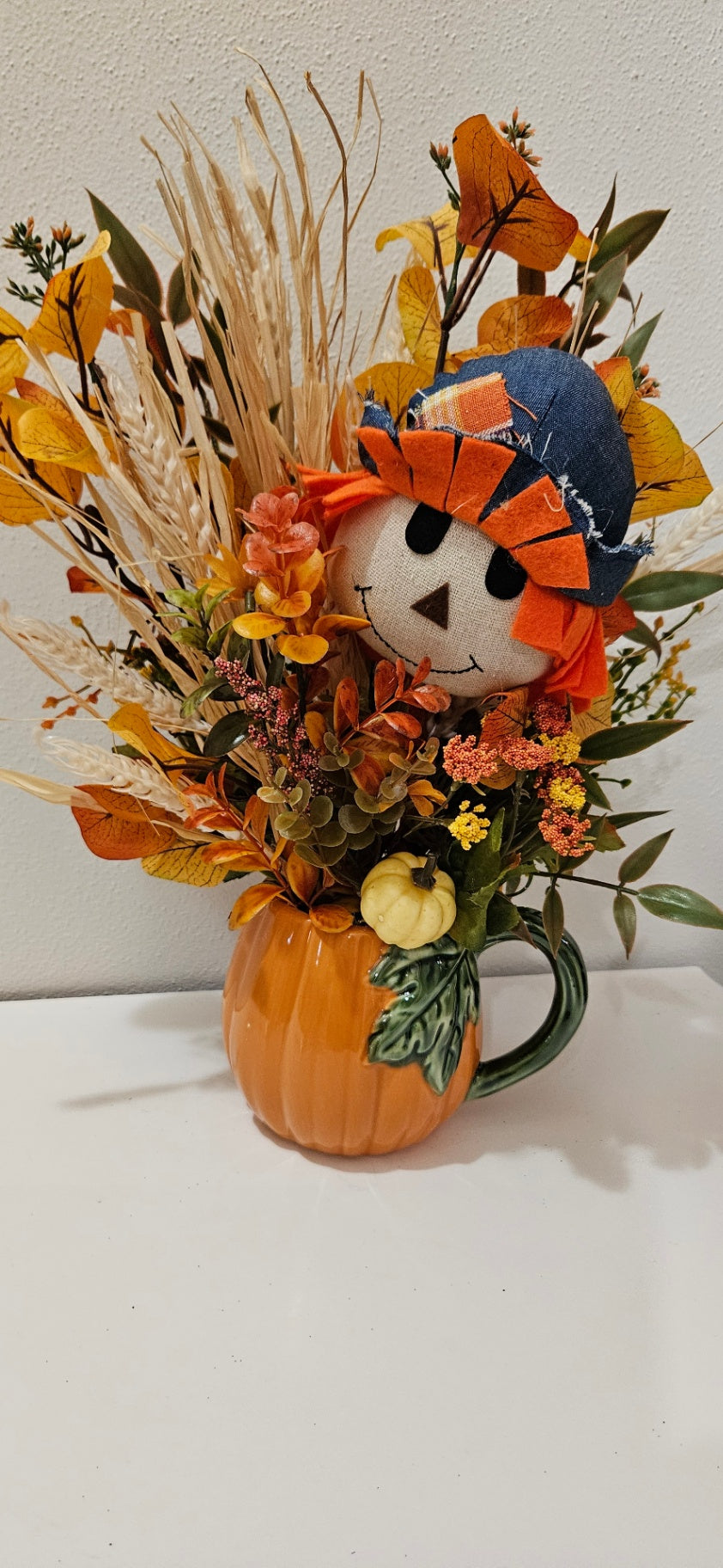 054 - Fall Floral Scarecrow Mug Arrangement 