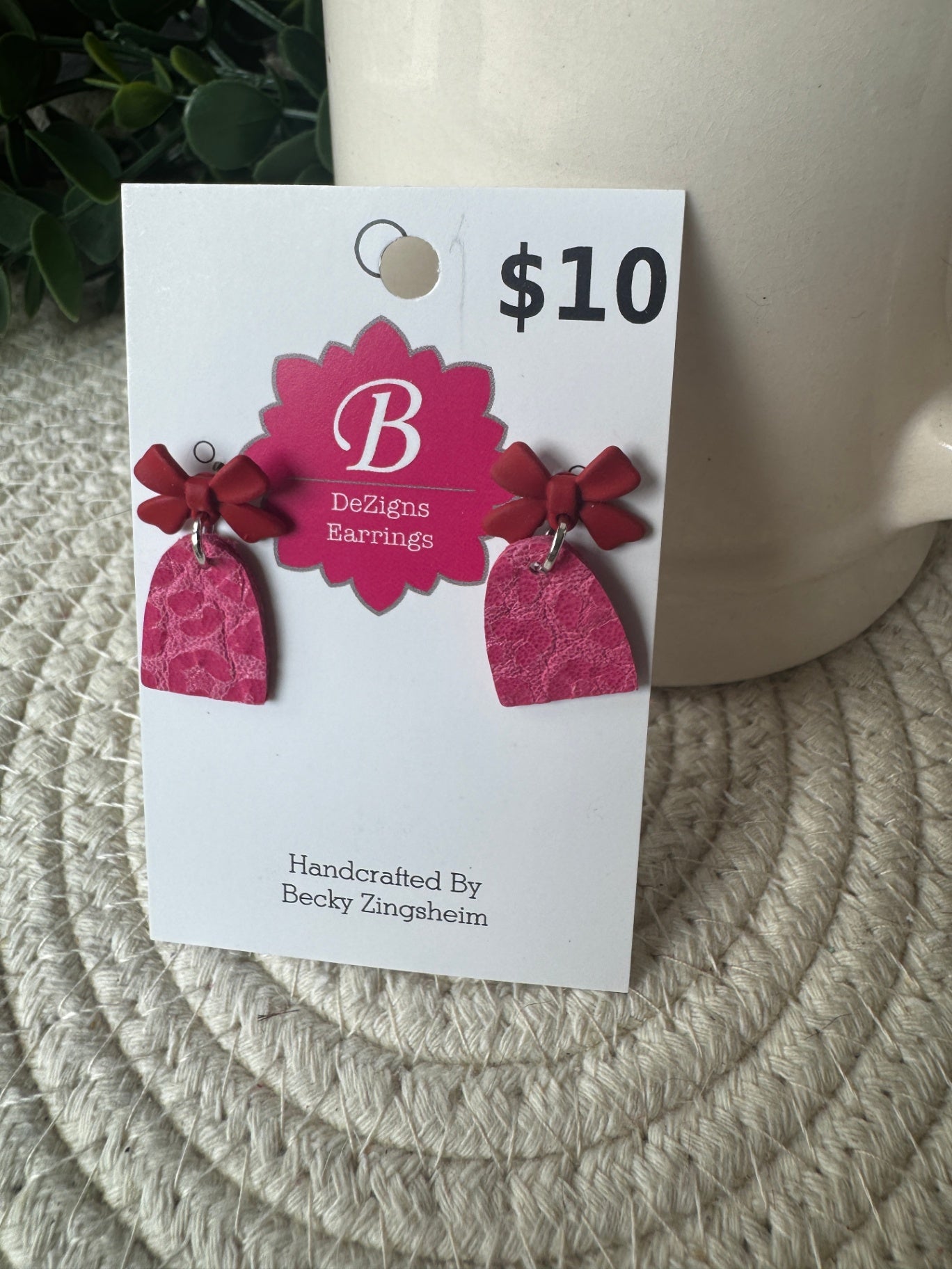 071 - Hot Pink Coquette Bow & Leopard Arch Earrings
