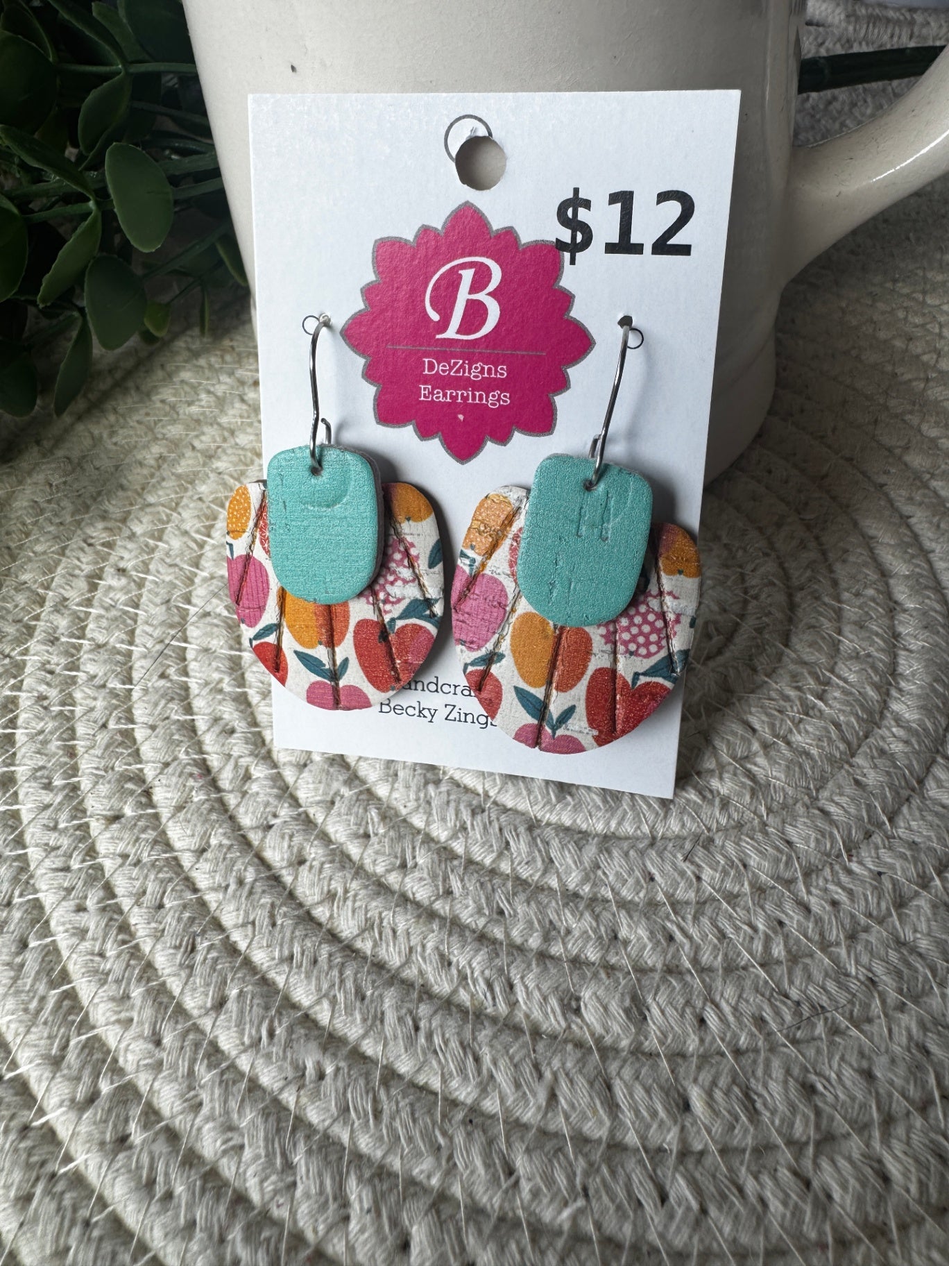 071 - Layered Harvest Apple & Turquoise Cork Earrings