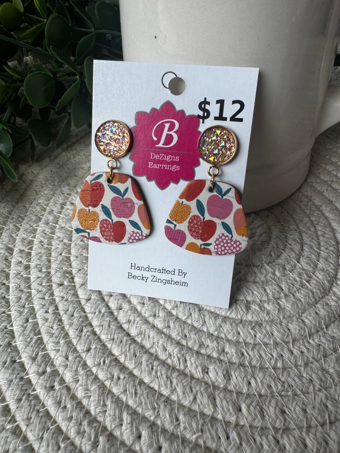 071 - Spotted Apple Harvest Druzy Cork Earrings