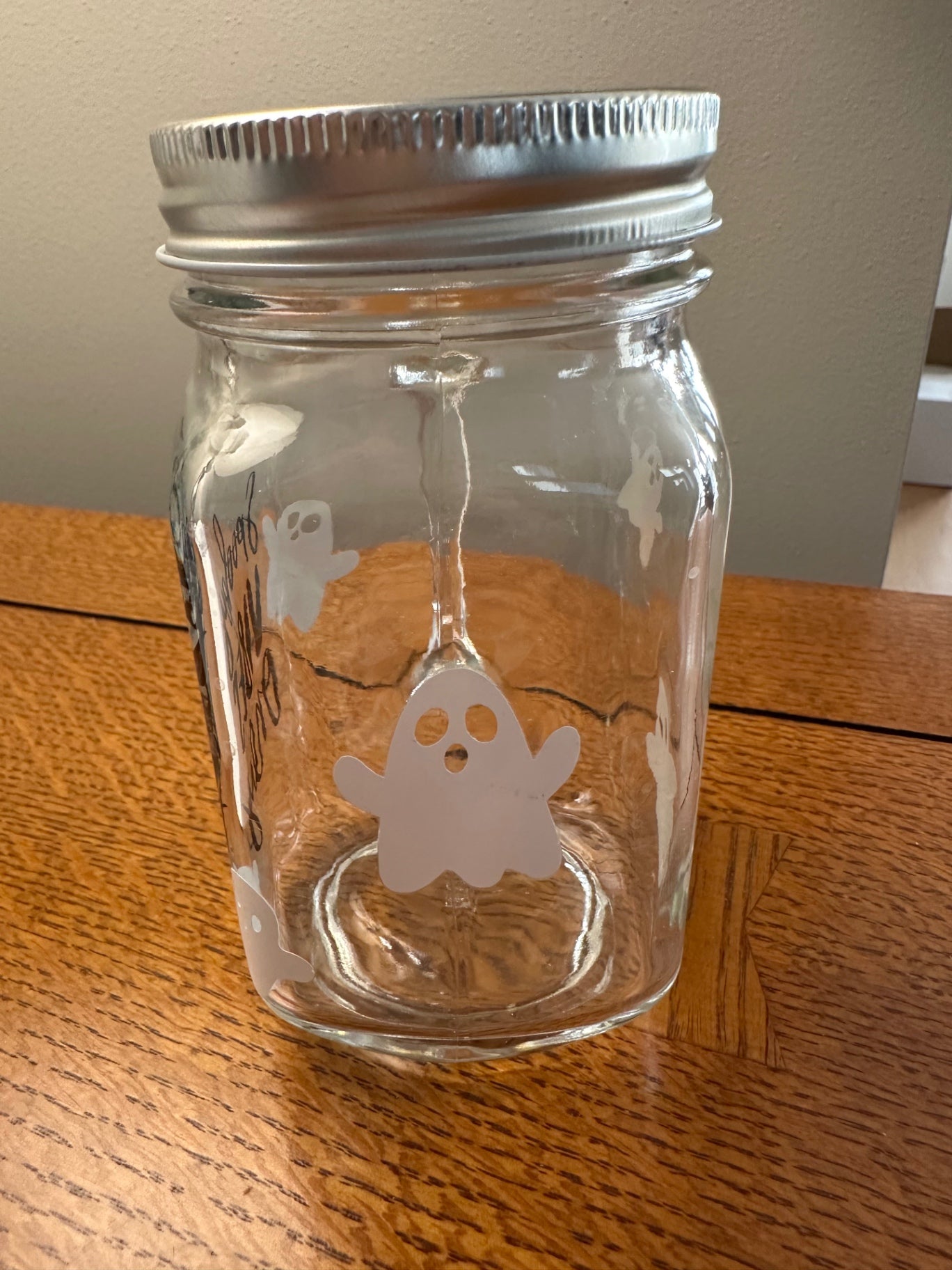 059 - 'Spooky Vibes Only' Glass Mason Jar Mug with Straw