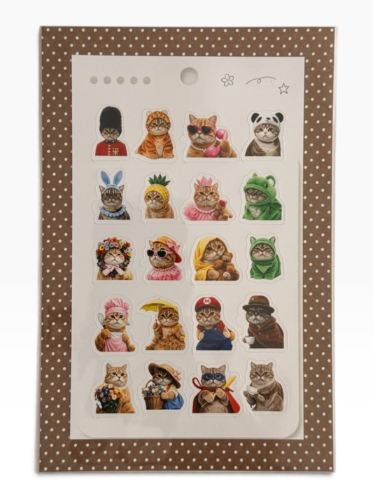 060 - Cute Cats in Costumes Sticker Sheet