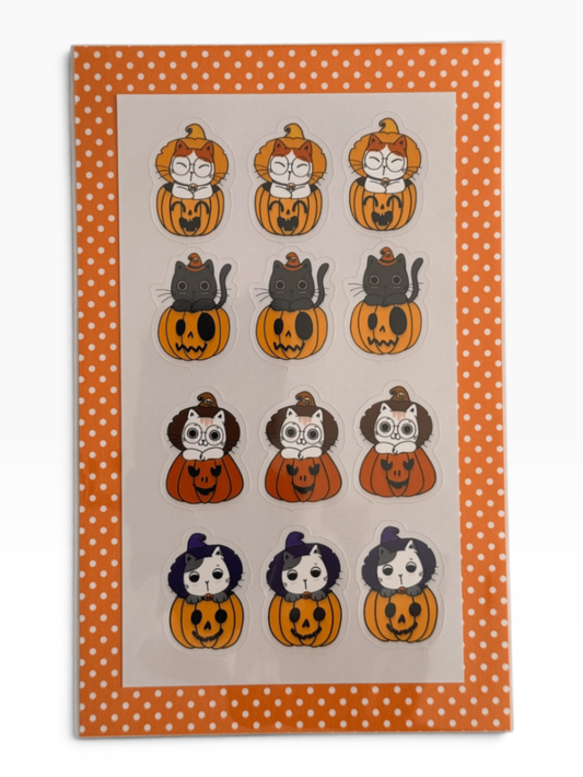 060 - Pumpkin Cats Halloween Sticker Sheet