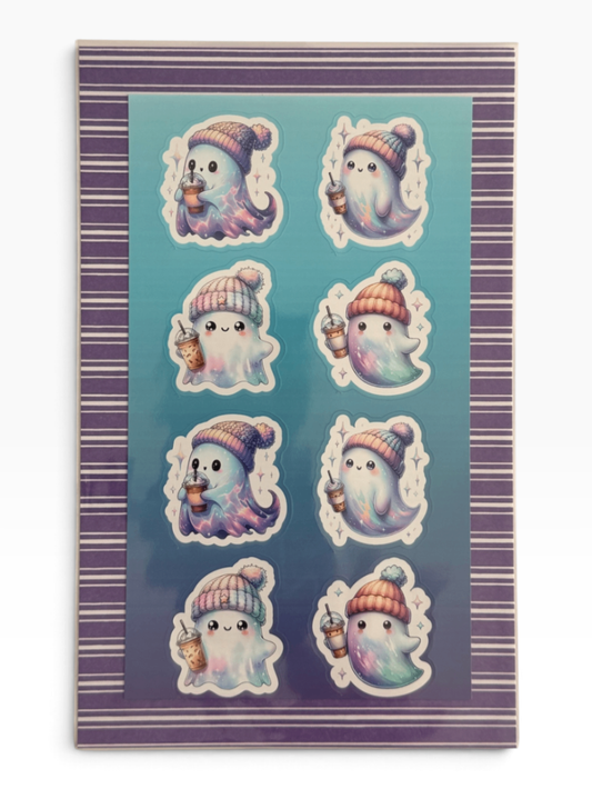 060 - Cozy Coffee Ghosts Sticker Sheet