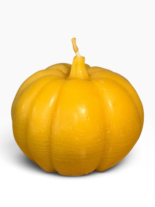 055 - Golden Yellow Pumpkin Beeswax Candle
