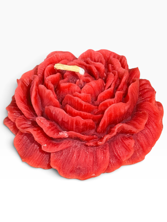 055 - Red Flower Beeswax Candle