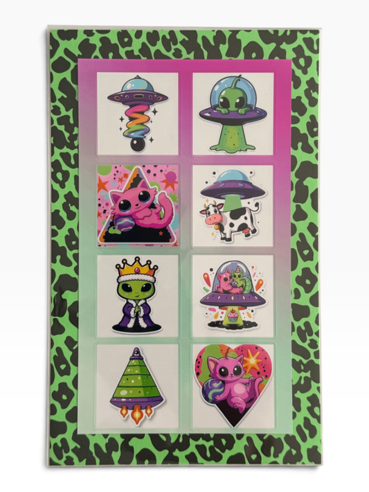 060 - Cute Aliens & UFOs Sticker Sheet