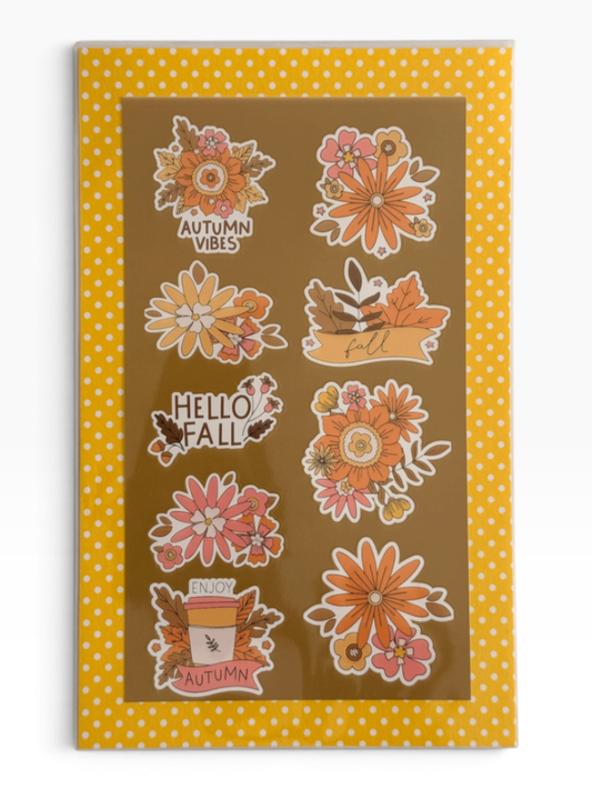 060 - Retro Autumn Floral Sticker Sheet
