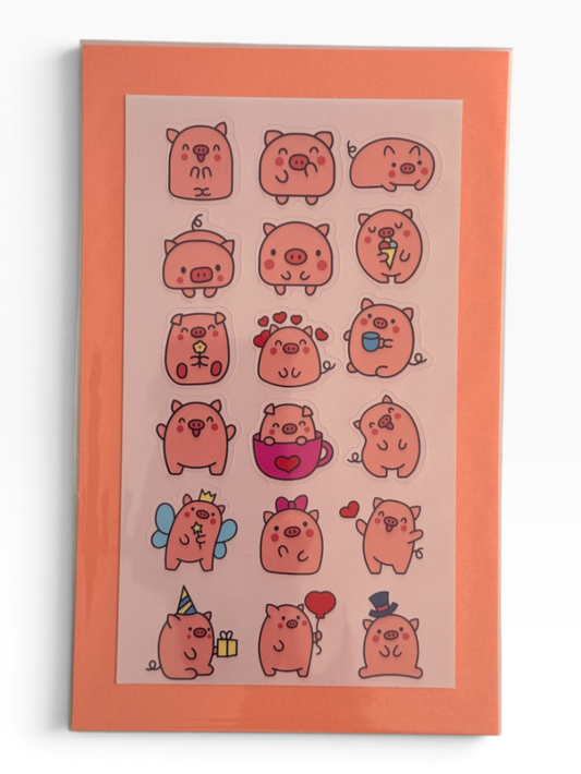 060 - Cute Little Pigs Sticker Sheet