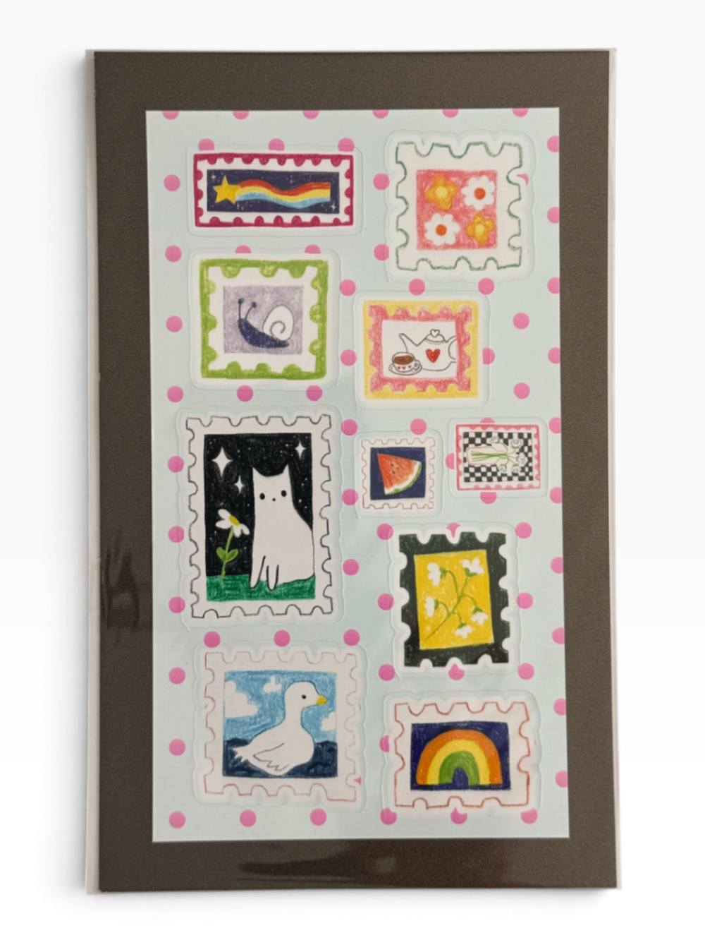 060 - Whimsical Postage Stamp Sticker Sheet